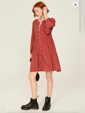 Madewell Easy Smocked Mini Dress Add to Hearts Floral Red Size M